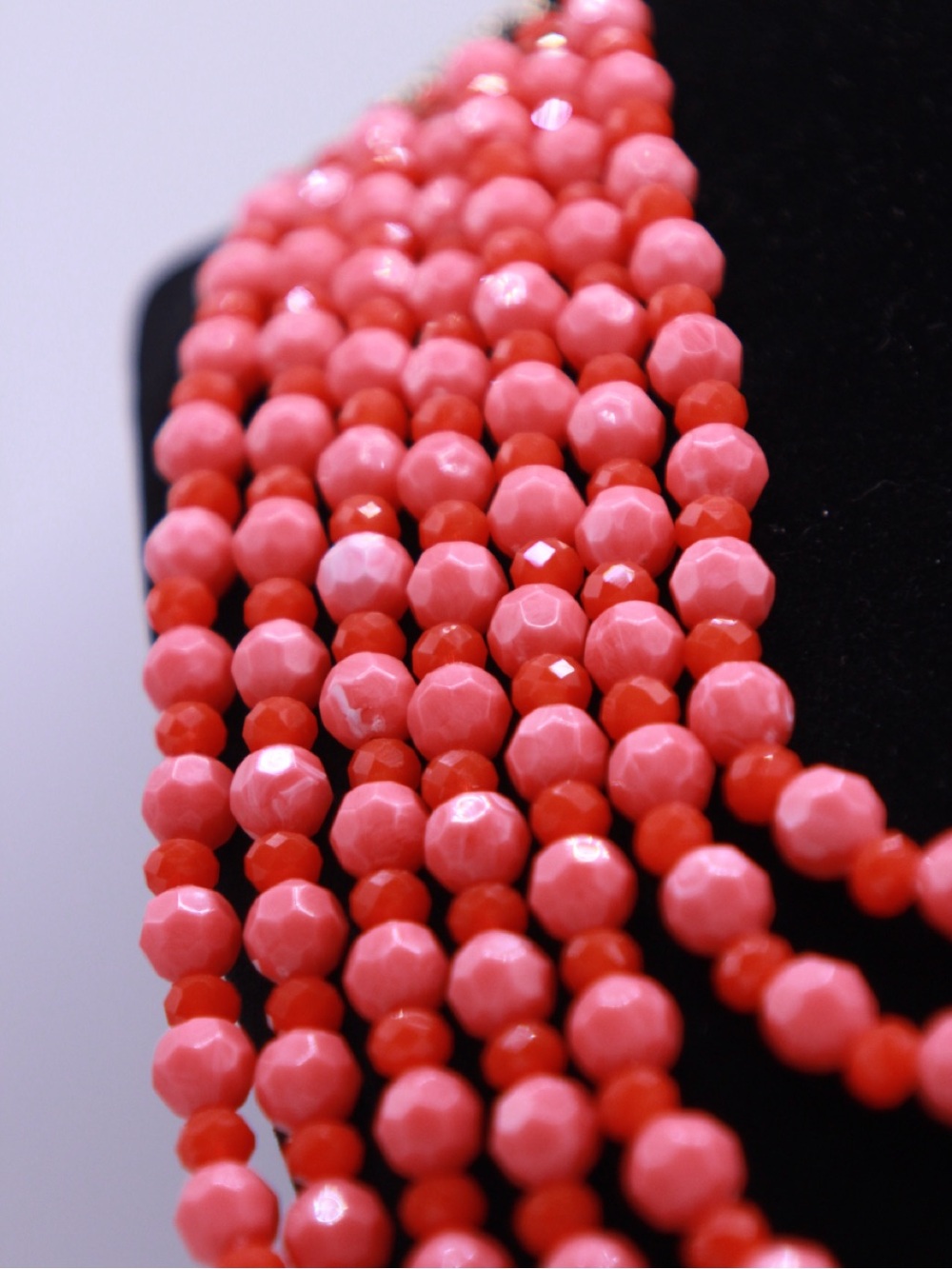 Premier Designs Multi-Strand Coral Pink tone Bead Necklace adjustable - Picture 3 of 5